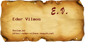 Eder Vilmos névjegykártya